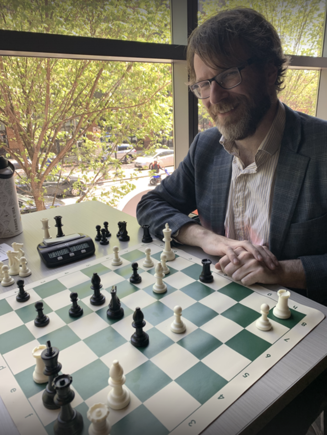 Patrick at a chess board